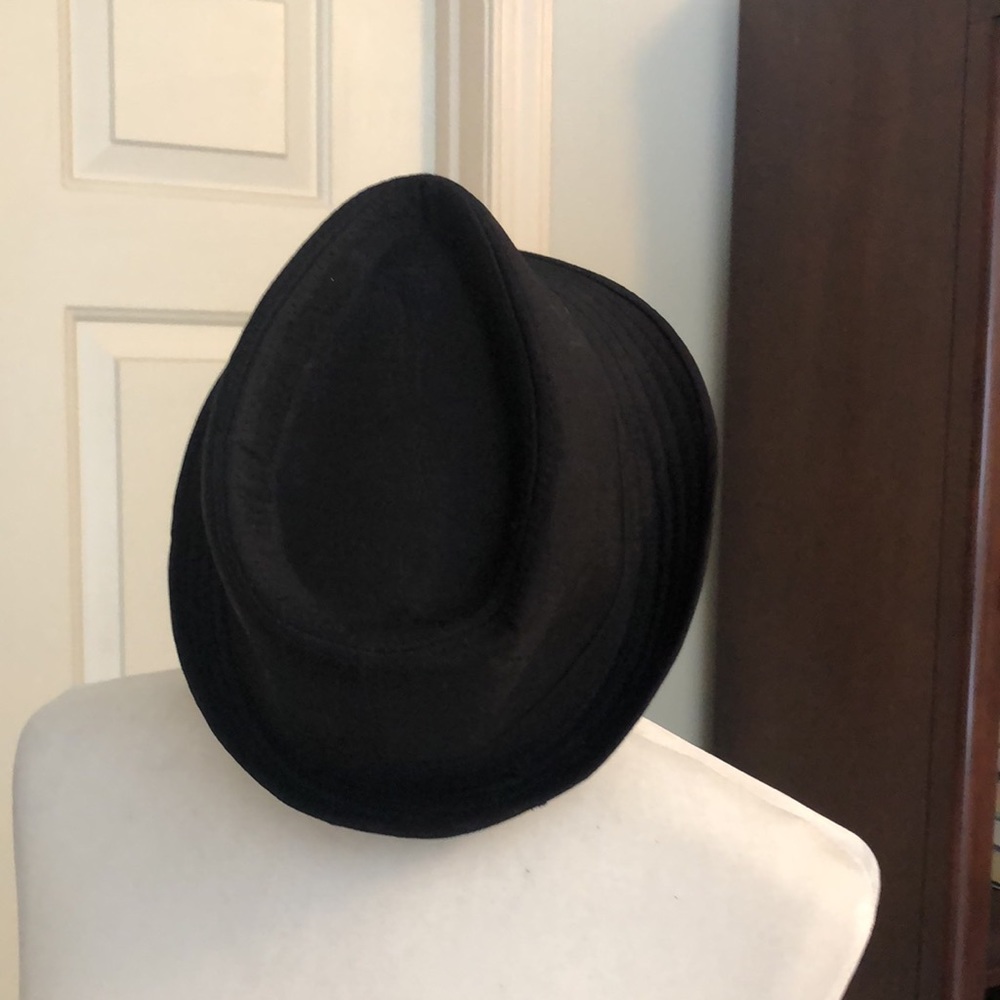 Black 100% cotton fedora with rhinestone flowers - Picture 2 of 5